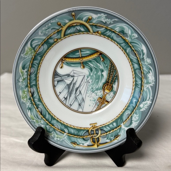 Hermès Patchwork Tasse Flamme Teacup + Soucoupe Bourrasque Saucer EUC w/ Box - Picture 6 of 8